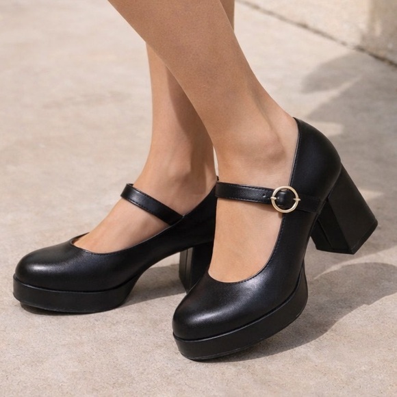 Shoes - BLACK BABYDOLL MARYJANE BLOCK HEEL